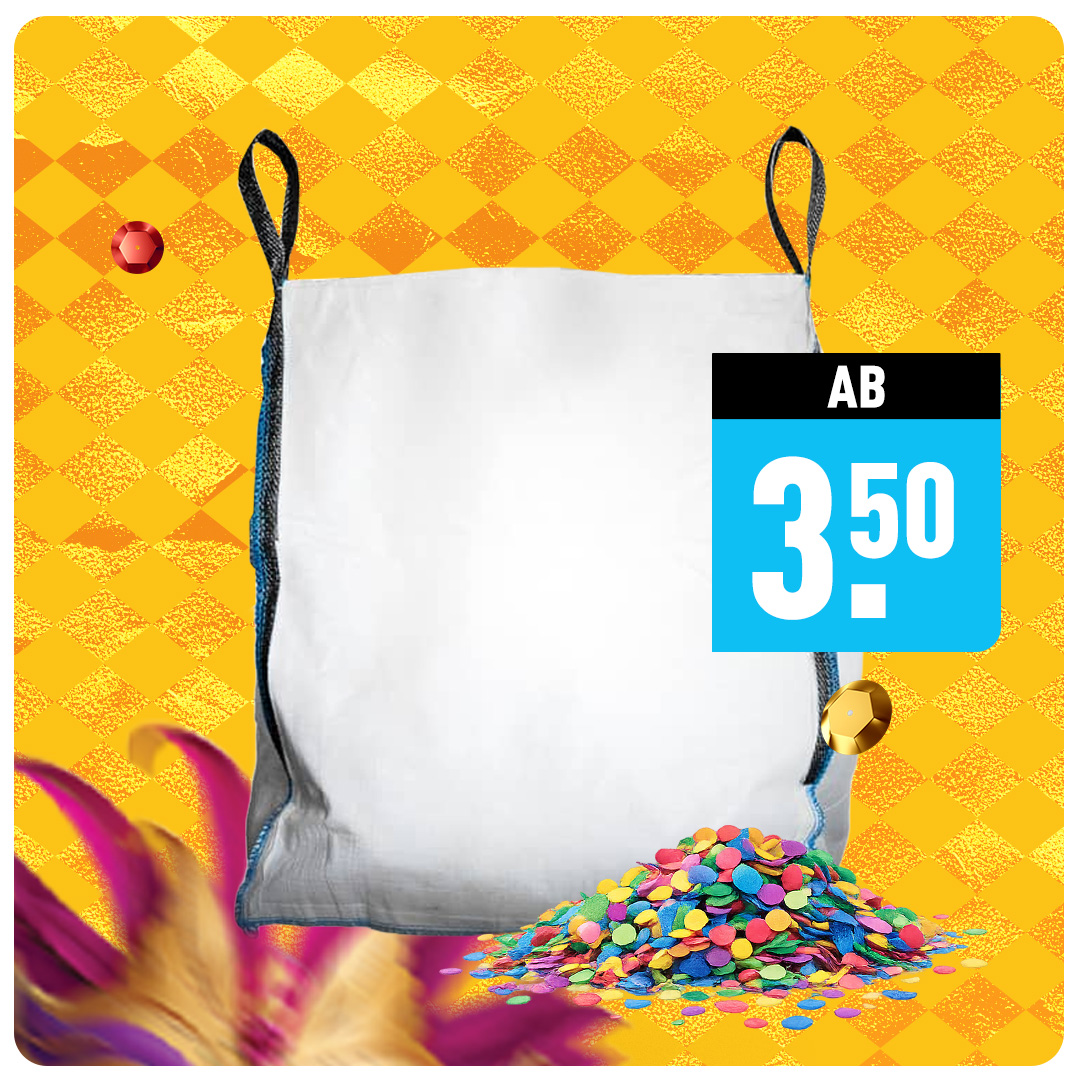 Big Bag Standard 90 x 90 x 110 cm mit 1 m³ Volumen und 1.500 kg Tragkraft